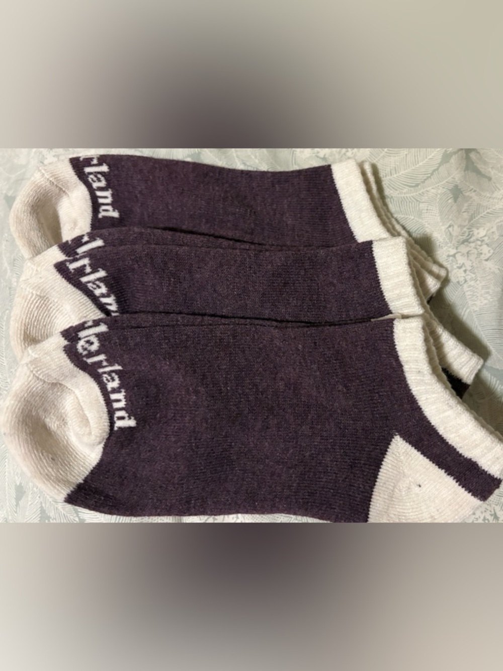 Women’s Low-Cut Ankle Socks in Dark Purple and White -